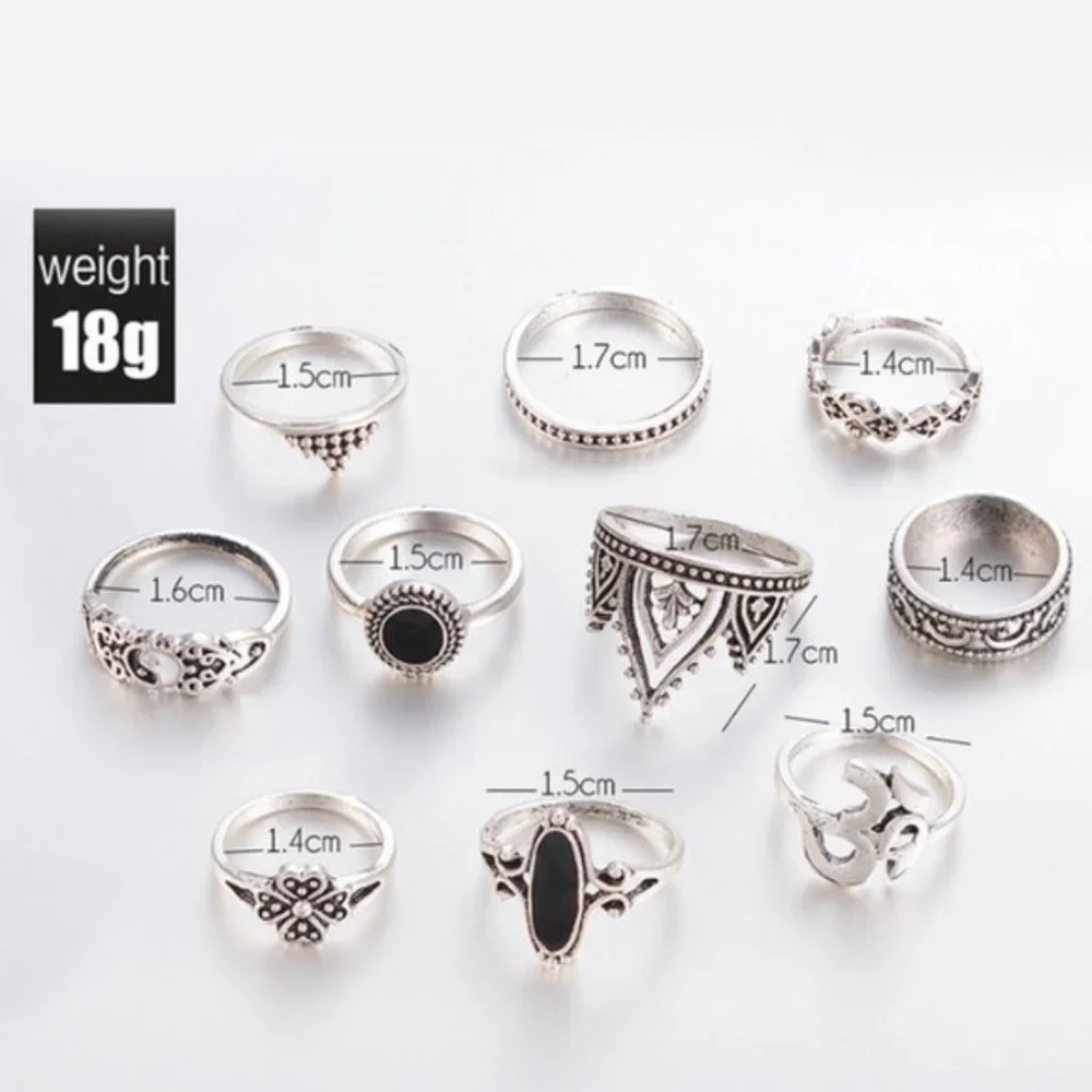 Boho set of 10 Gorgeous Rings